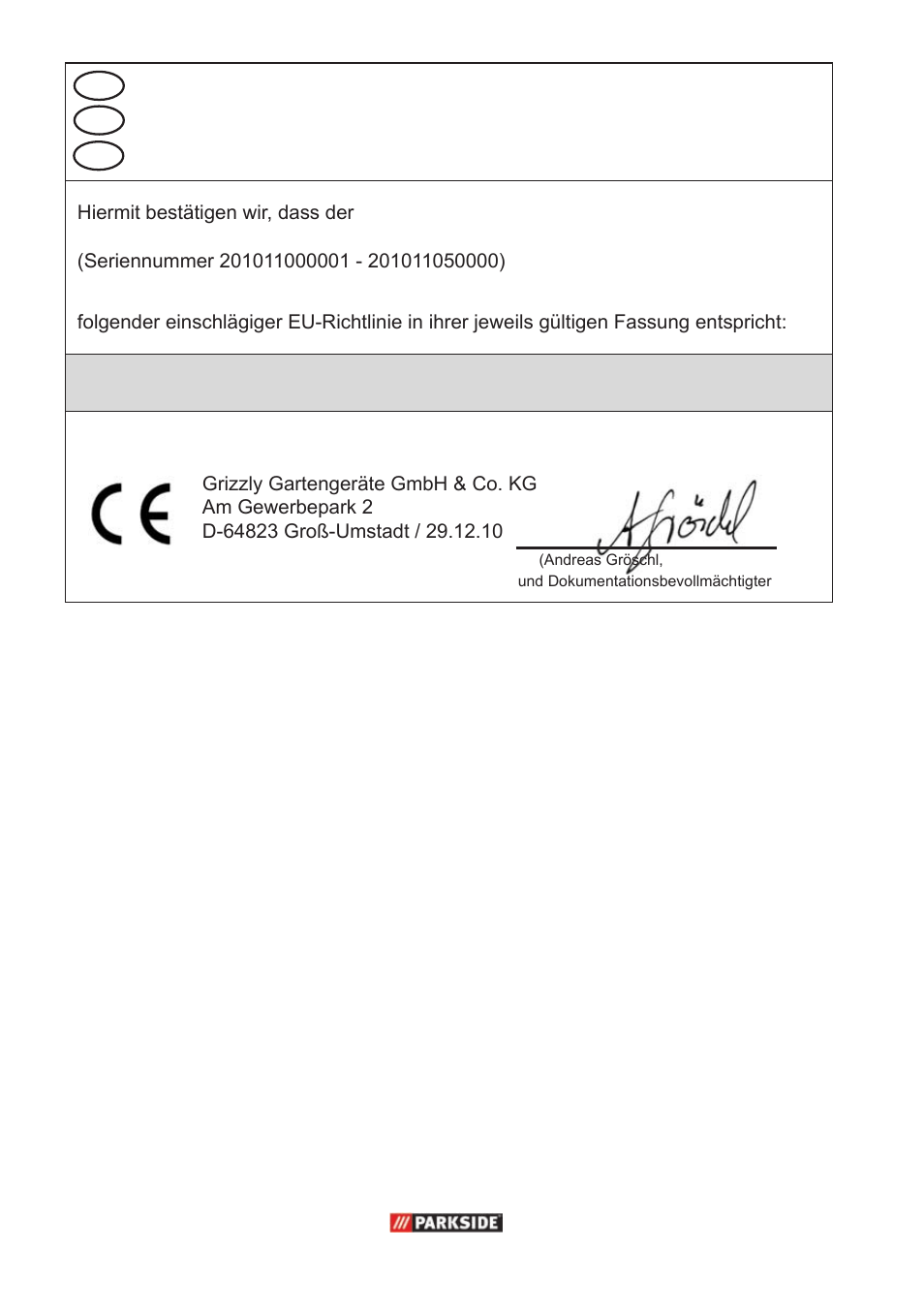 Eg-konformitätserklärung | Parkside PPC 30 A1 User Manual | Page 40 / 42