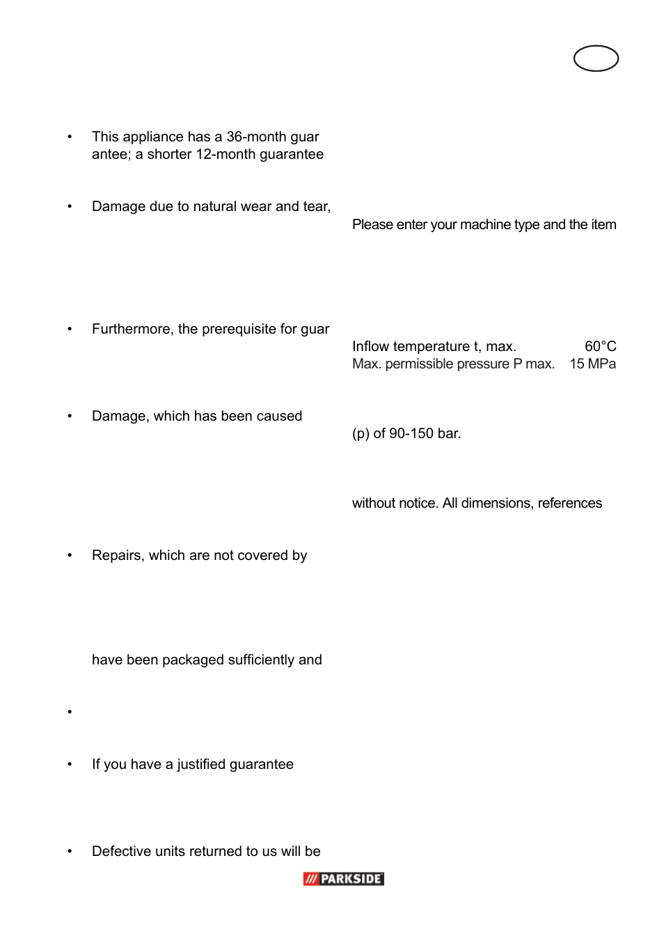 Spare parts order, Technical data | Parkside PPC 30 A1 User Manual | Page 7 / 42