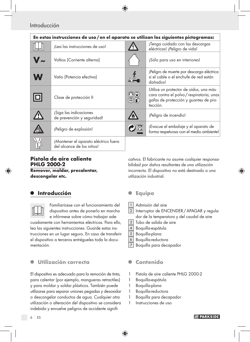 Parkside PHLG 2000-2 User Manual | Page 6 / 44