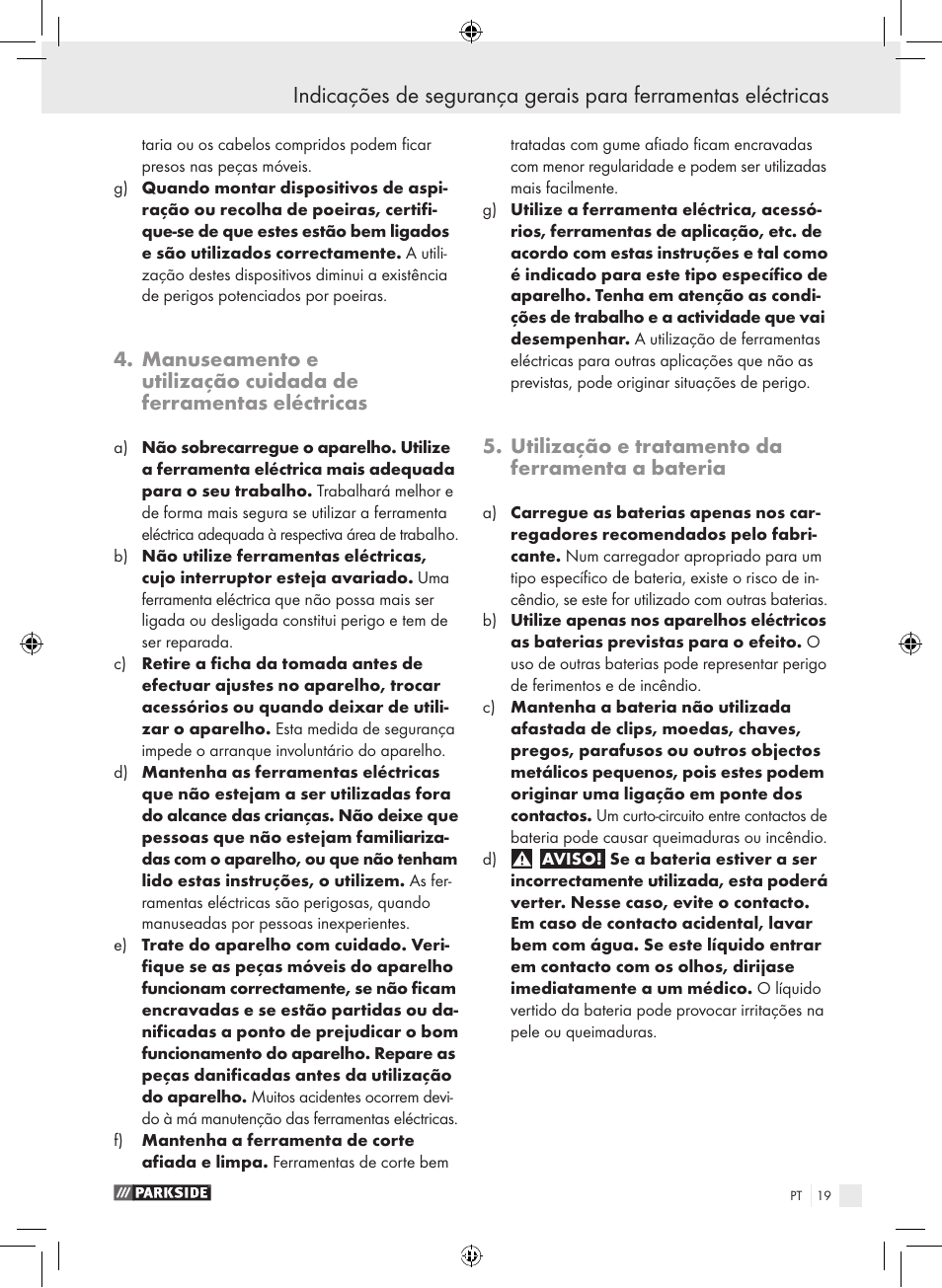 Utilização e tratamento da ferramenta a bateria | Parkside KH8888 User Manual | Page 19 / 43