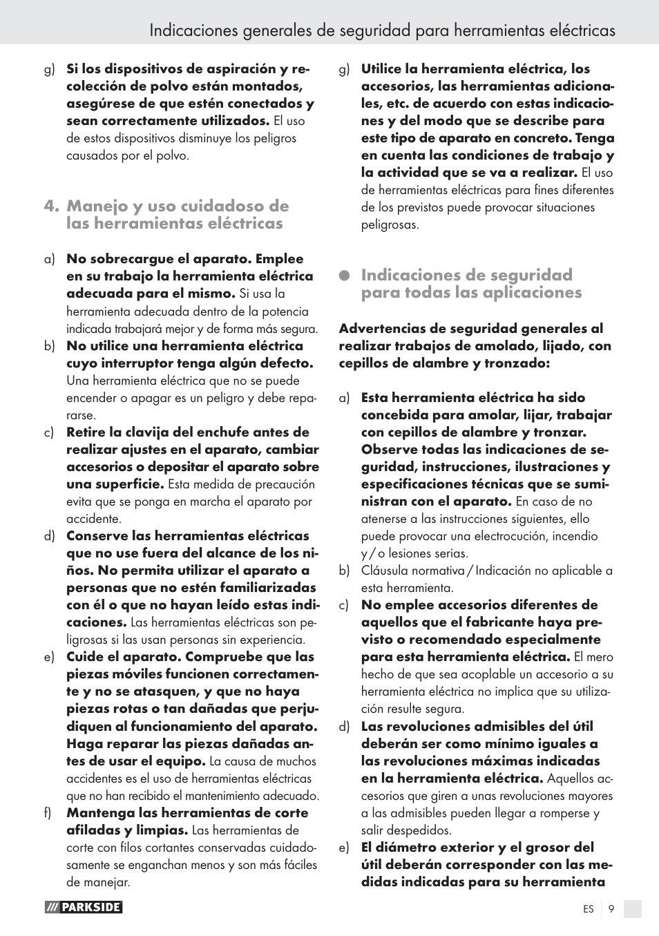 Parkside PWS 1010 User Manual | Page 10 / 77