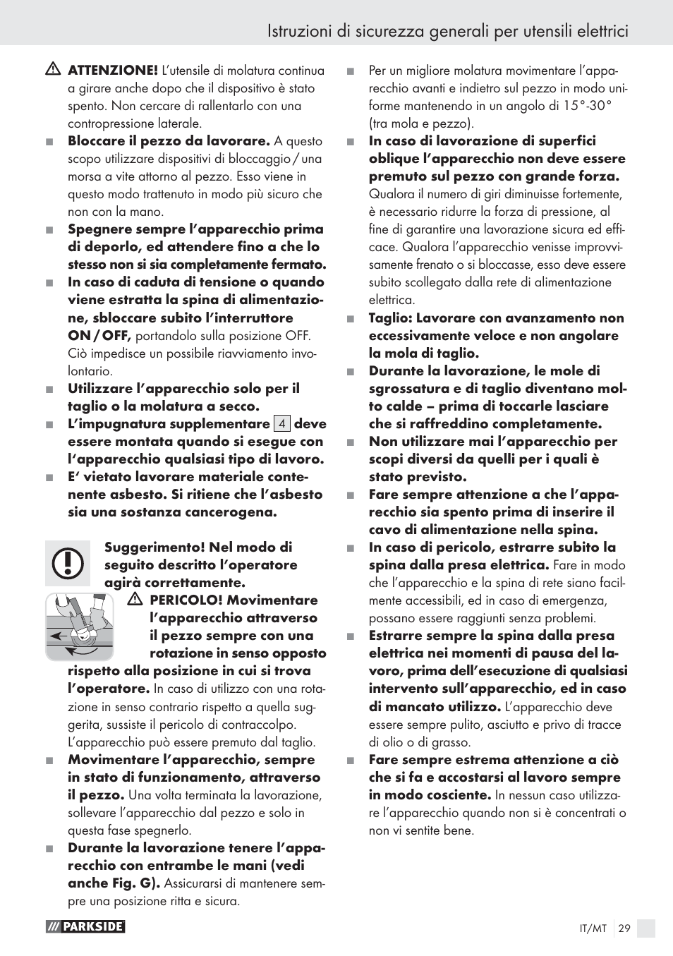 Parkside PWS 1010 User Manual | Page 30 / 77