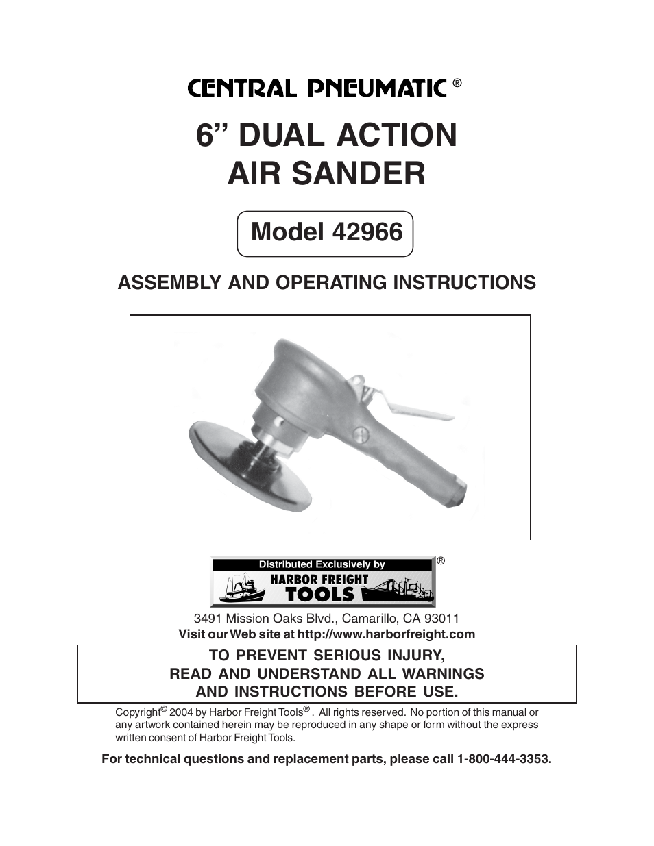 Harbor Freight Tools Model 42966 User Manual | 10 pages