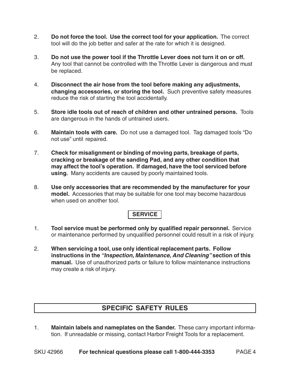 Harbor Freight Tools Model 42966 User Manual | Page 4 / 10