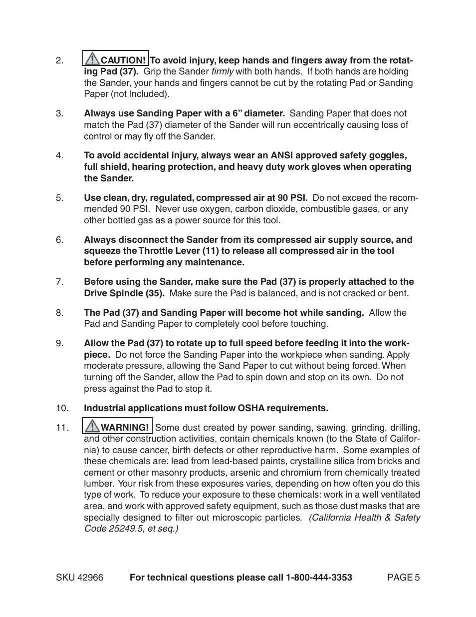 Harbor Freight Tools Model 42966 User Manual | Page 5 / 10