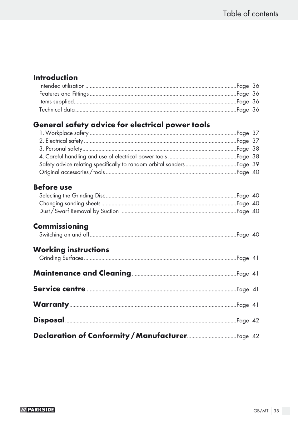 Parkside PEXS 270 A1 User Manual | Page 35 / 52