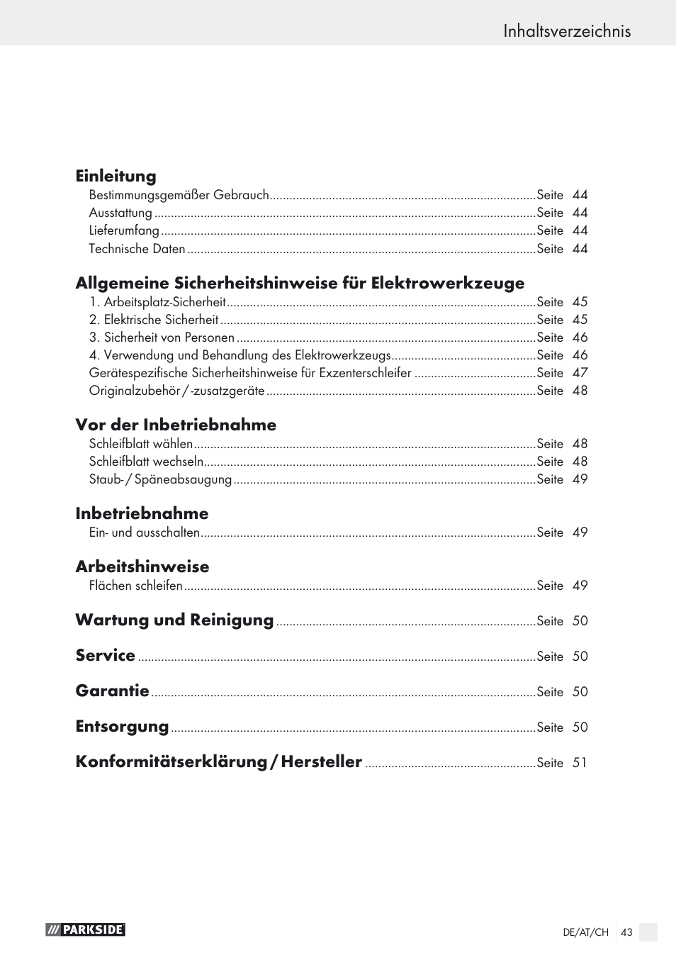 Parkside PEXS 270 A1 User Manual | Page 43 / 52
