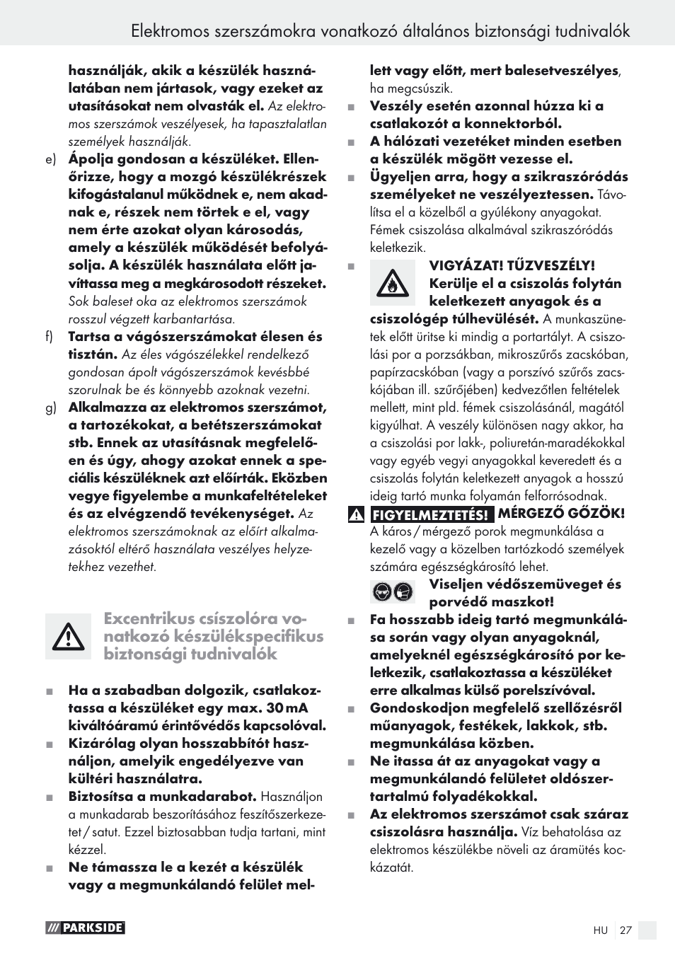 Parkside PEXS 270 A1 User Manual | Page 27 / 68