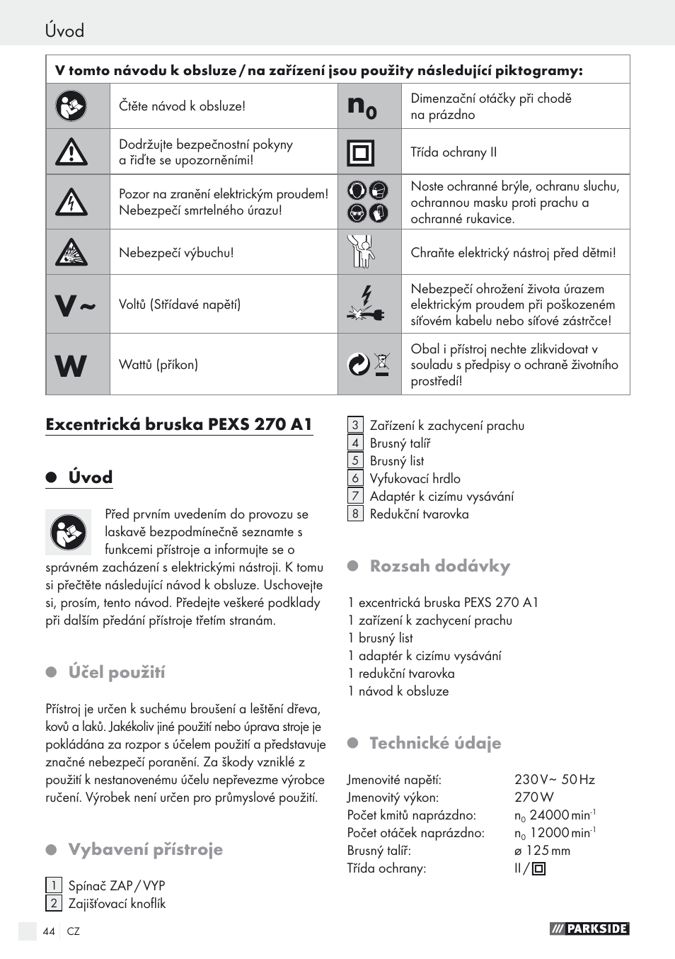 Úvod | Parkside PEXS 270 A1 User Manual | Page 44 / 68