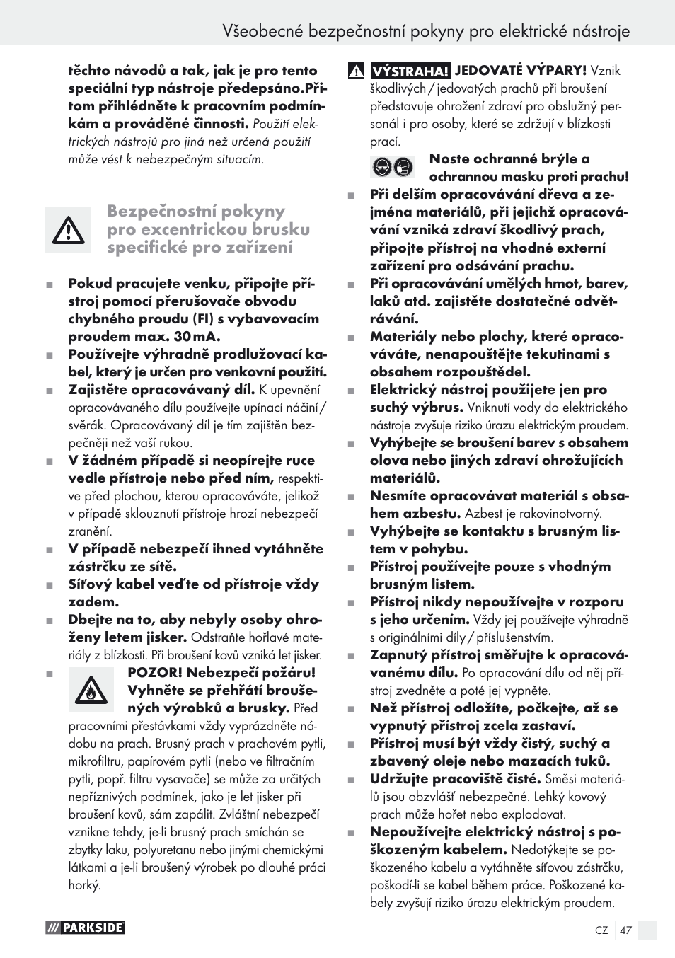 Parkside PEXS 270 A1 User Manual | Page 47 / 68