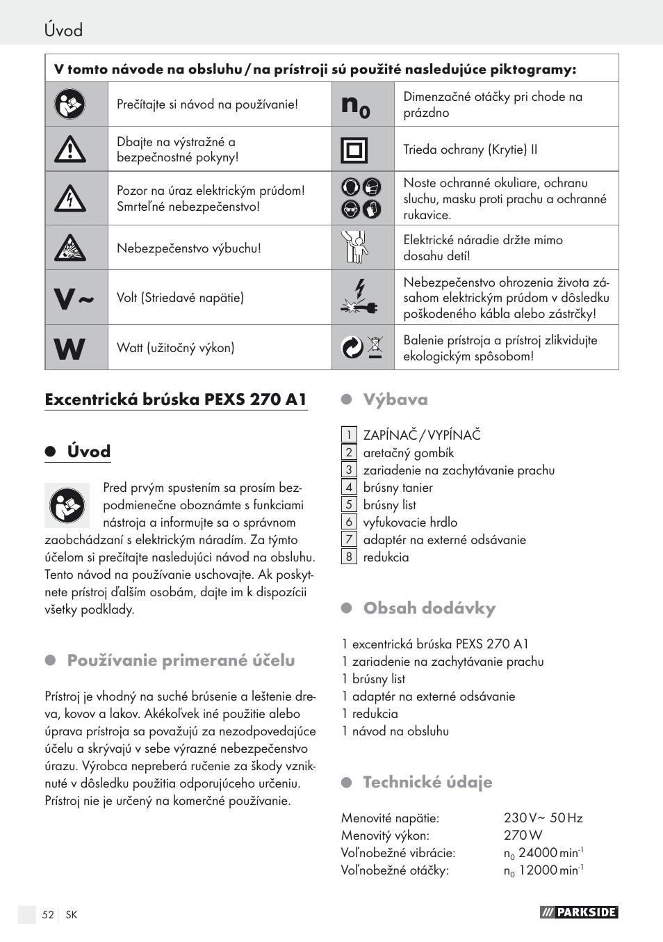 Parkside PEXS 270 A1 User Manual | Page 52 / 68