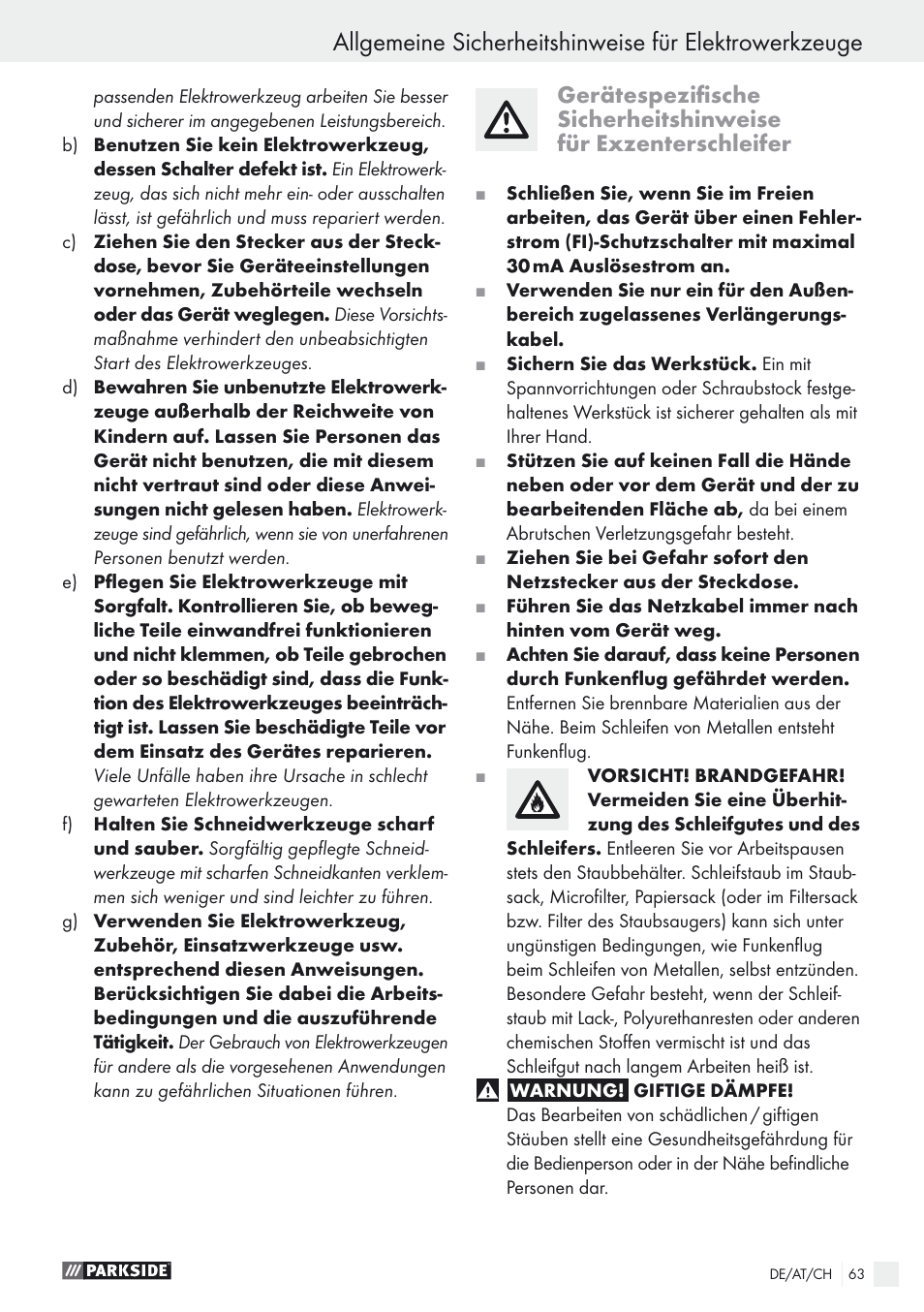 Parkside PEXS 270 A1 User Manual | Page 63 / 68