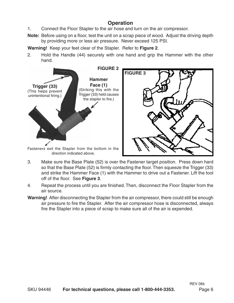 Operation | Harbor Freight Tools Model 94446 User Manual | Page 6 / 11