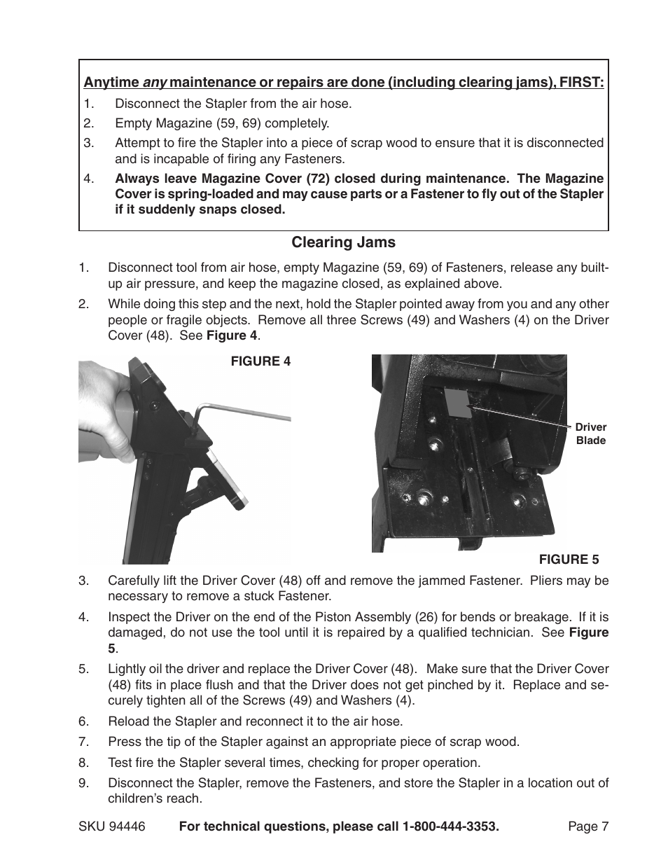 Harbor Freight Tools Model 94446 User Manual | Page 7 / 11