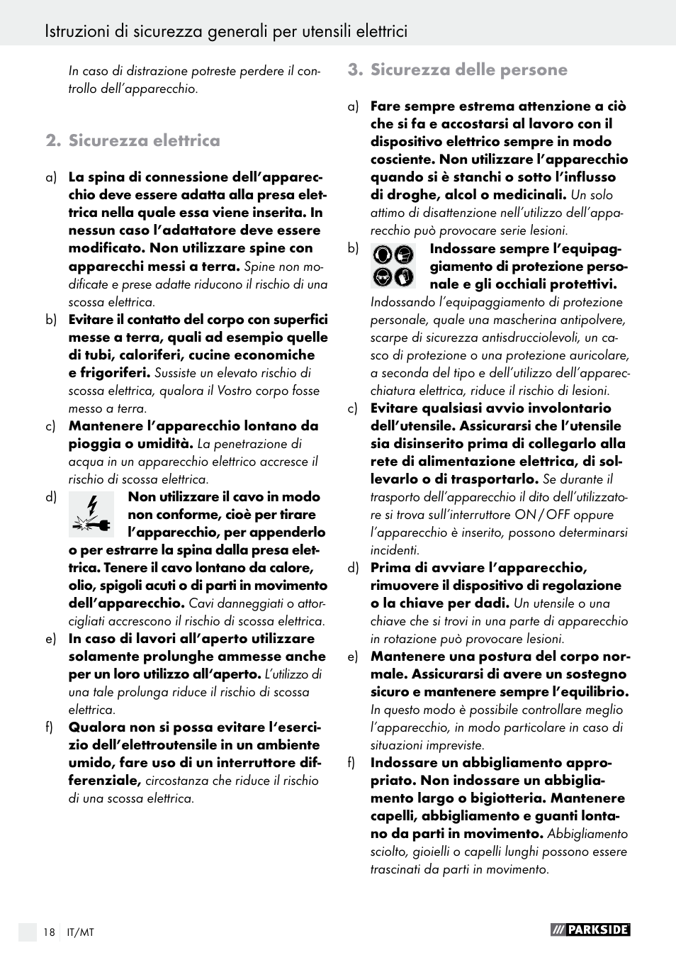 Sicurezza elettrica, Sicurezza delle persone | Parkside PABS 10.8 A1 User Manual | Page 18 / 55