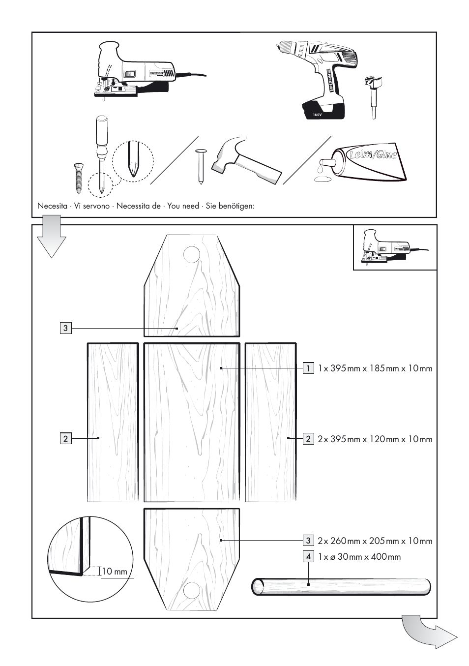 10 mm | Parkside PSTK 730 A1 User Manual | Page 54 / 56