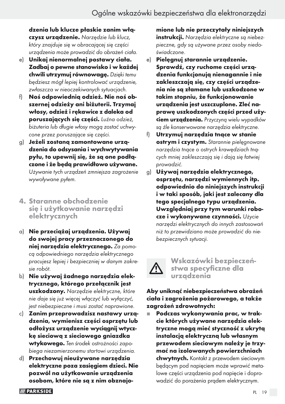 Parkside PSTK 730 A1 User Manual | Page 19 / 76