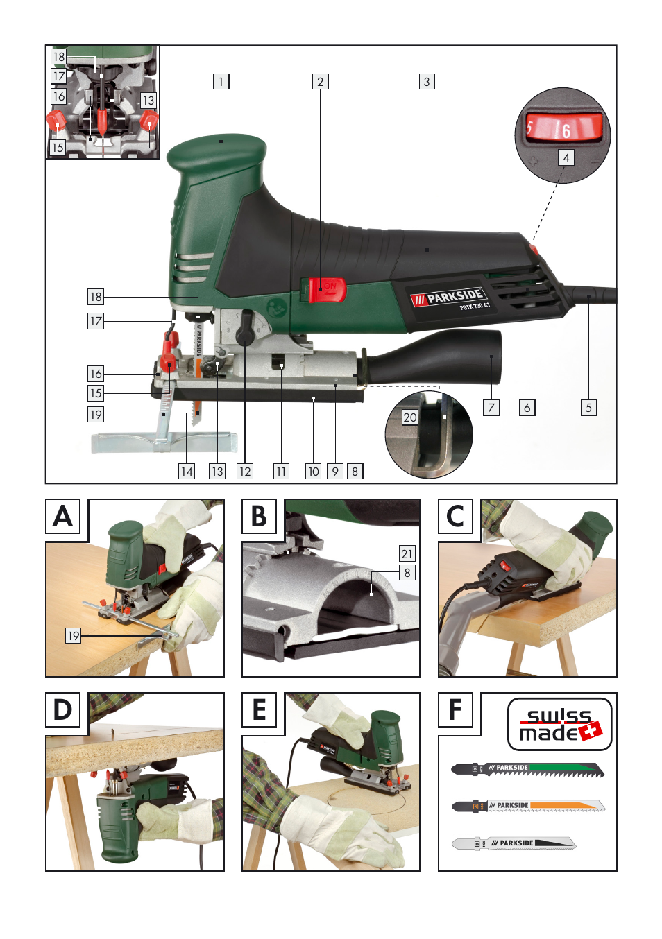 Parkside PSTK 730 A1 User Manual | Page 3 / 76