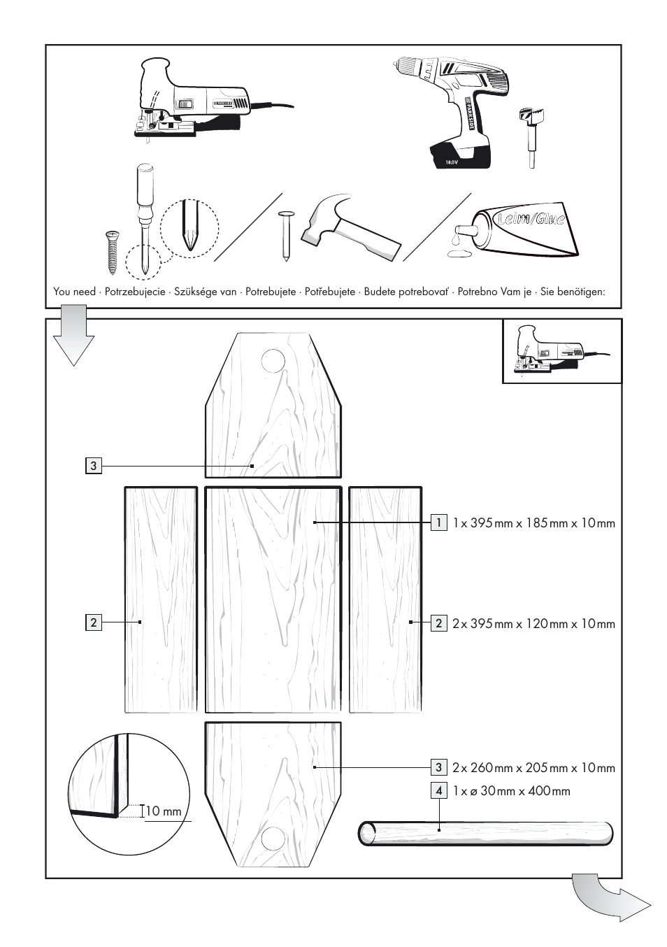 10 mm | Parkside PSTK 730 A1 User Manual | Page 74 / 76
