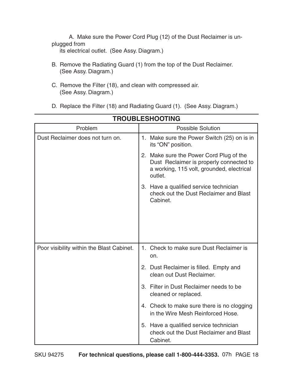 Harbor Freight Tools Model 94275 User Manual | Page 18 / 21