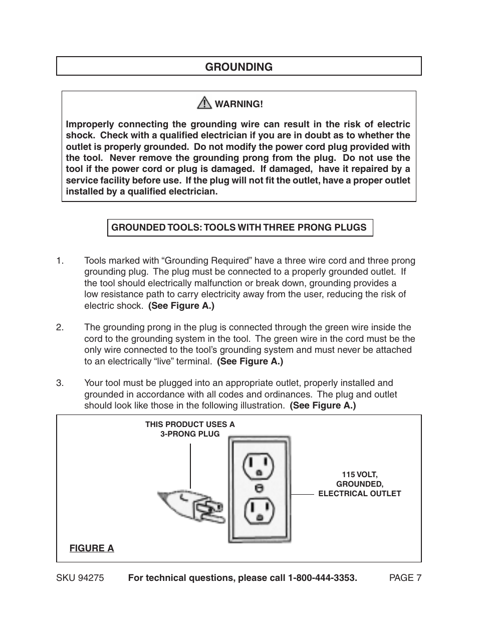 Harbor Freight Tools Model 94275 User Manual | Page 7 / 21