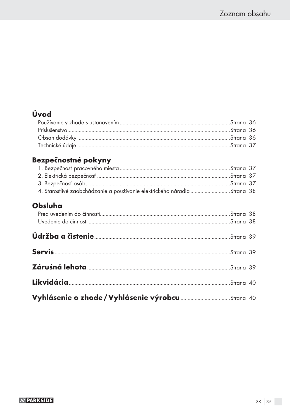 Parkside PHP 500 A1 User Manual | Page 34 / 46
