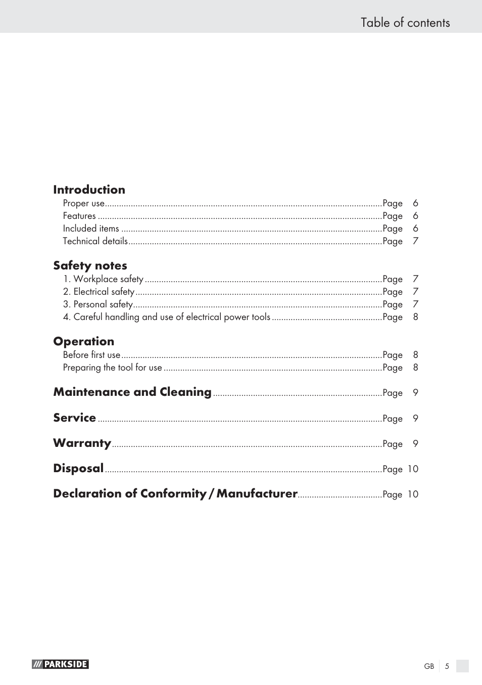 Parkside PHP 500 A1 User Manual | Page 4 / 46