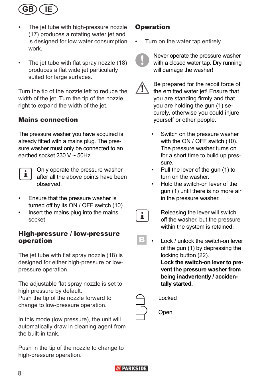 Ie gb | Parkside PHD 150 A1 User Manual | Page 8 / 18