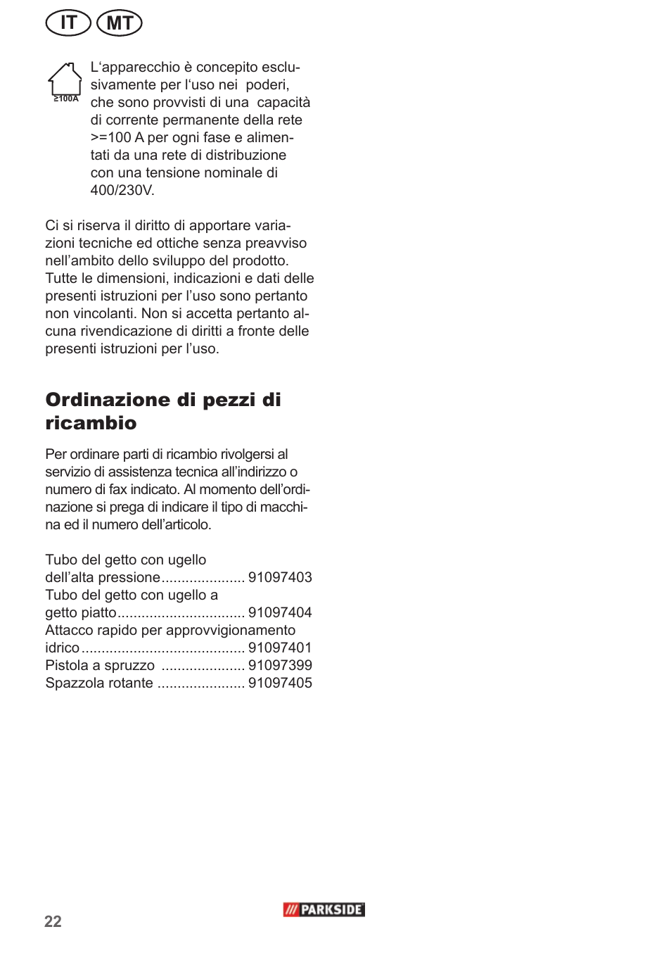 Mt it, Ordinazione di pezzi di ricambio | Parkside PHD 150 A1 User Manual | Page 22 / 58