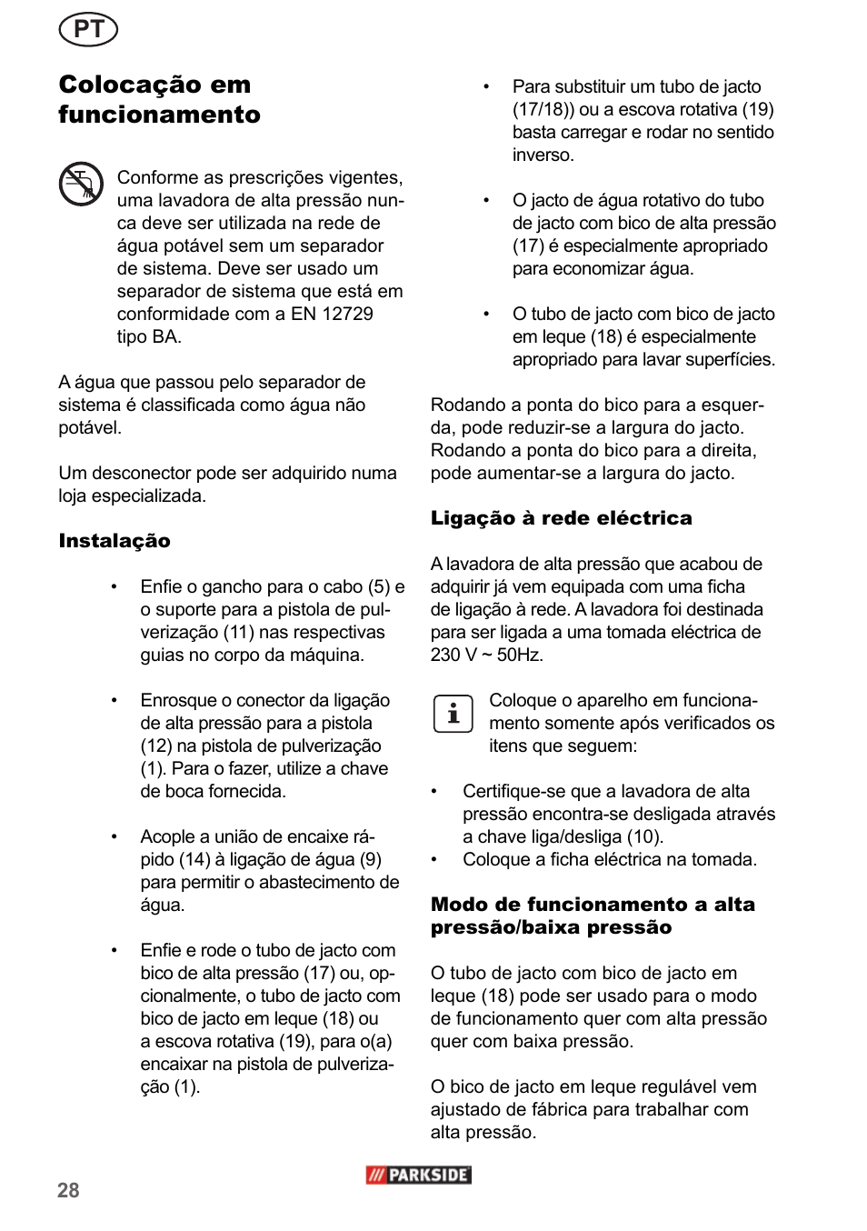 Colocação em funcionamento | Parkside PHD 150 A1 User Manual | Page 28 / 58