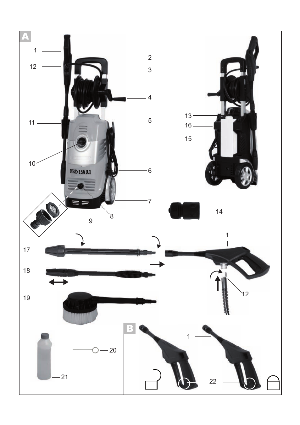 Parkside PHD 150 A1 User Manual | Page 3 / 58