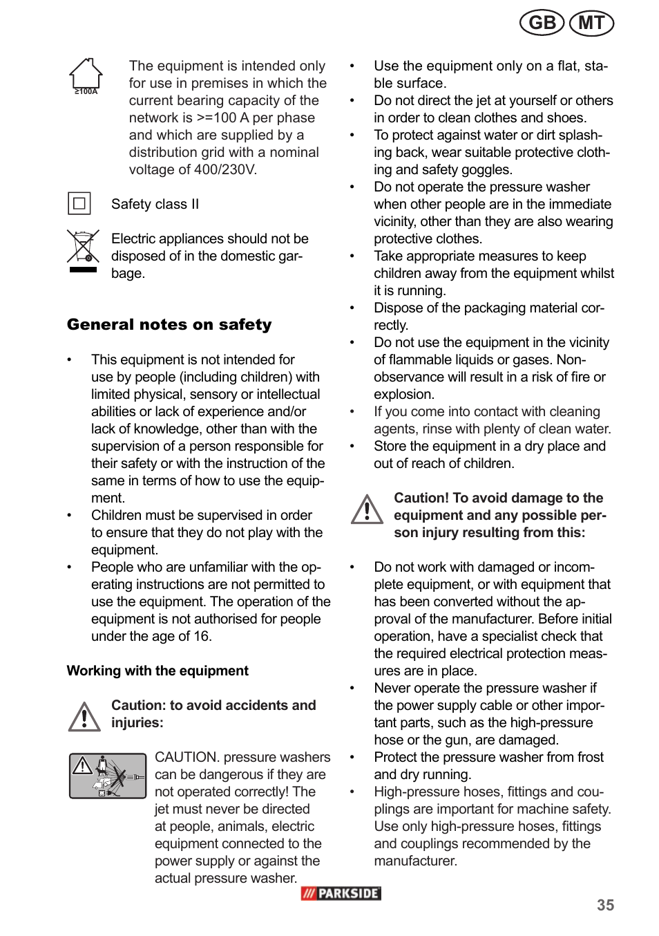 Mt gb | Parkside PHD 150 A1 User Manual | Page 35 / 58