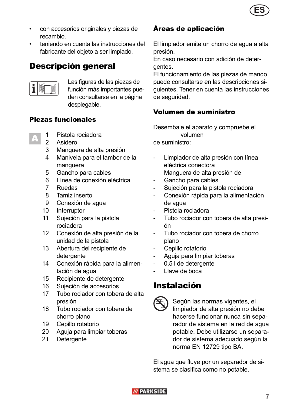 Descripción general, Instalación | Parkside PHD 150 A1 User Manual | Page 7 / 58