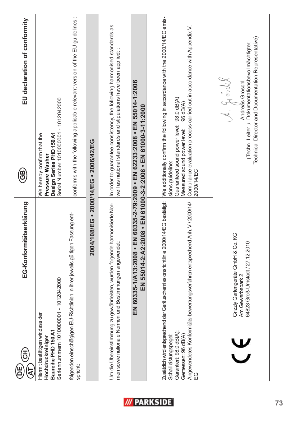 Parkside PHD 150 A1 User Manual | Page 73 / 78