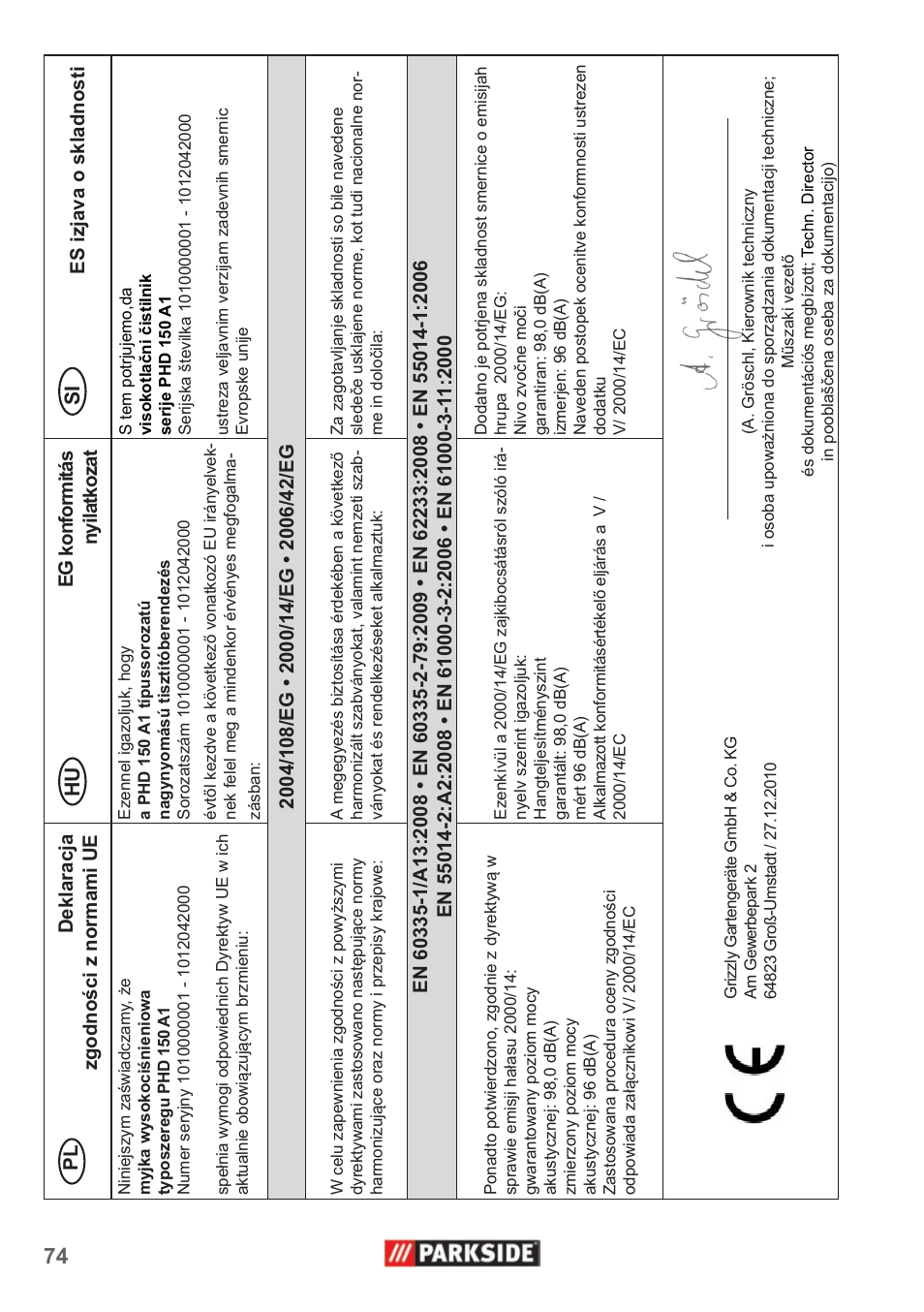 Parkside PHD 150 A1 User Manual | Page 74 / 78