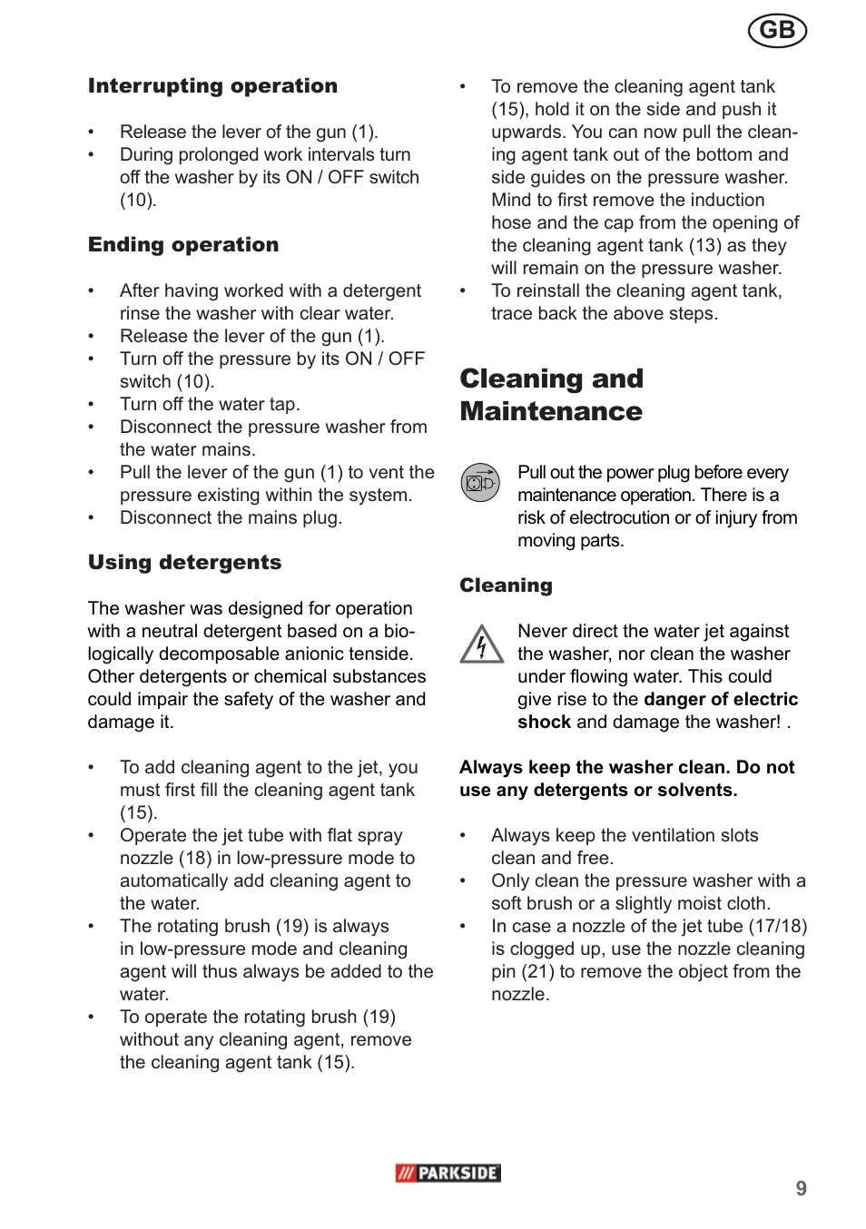 Cleaning and maintenance | Parkside PHD 150 A1 User Manual | Page 9 / 78