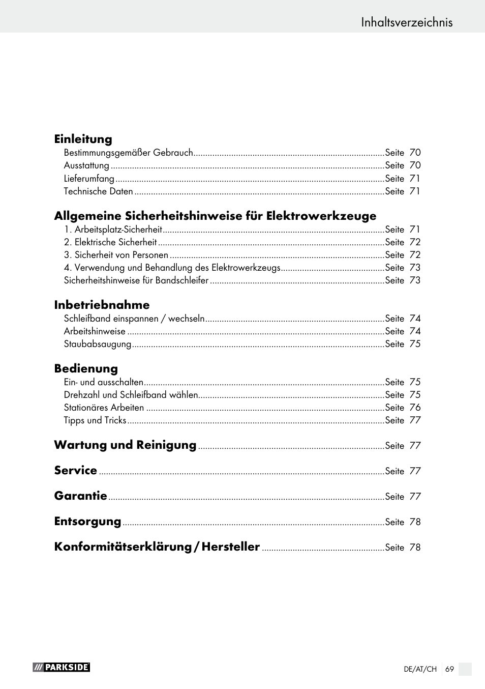 Parkside PBS 900 A1 User Manual | Page 69 / 79