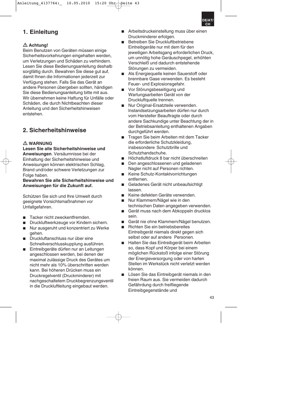 Einleitung, Sicherheitshinweise | Parkside PDT 40 A1 User Manual | Page 43 / 56