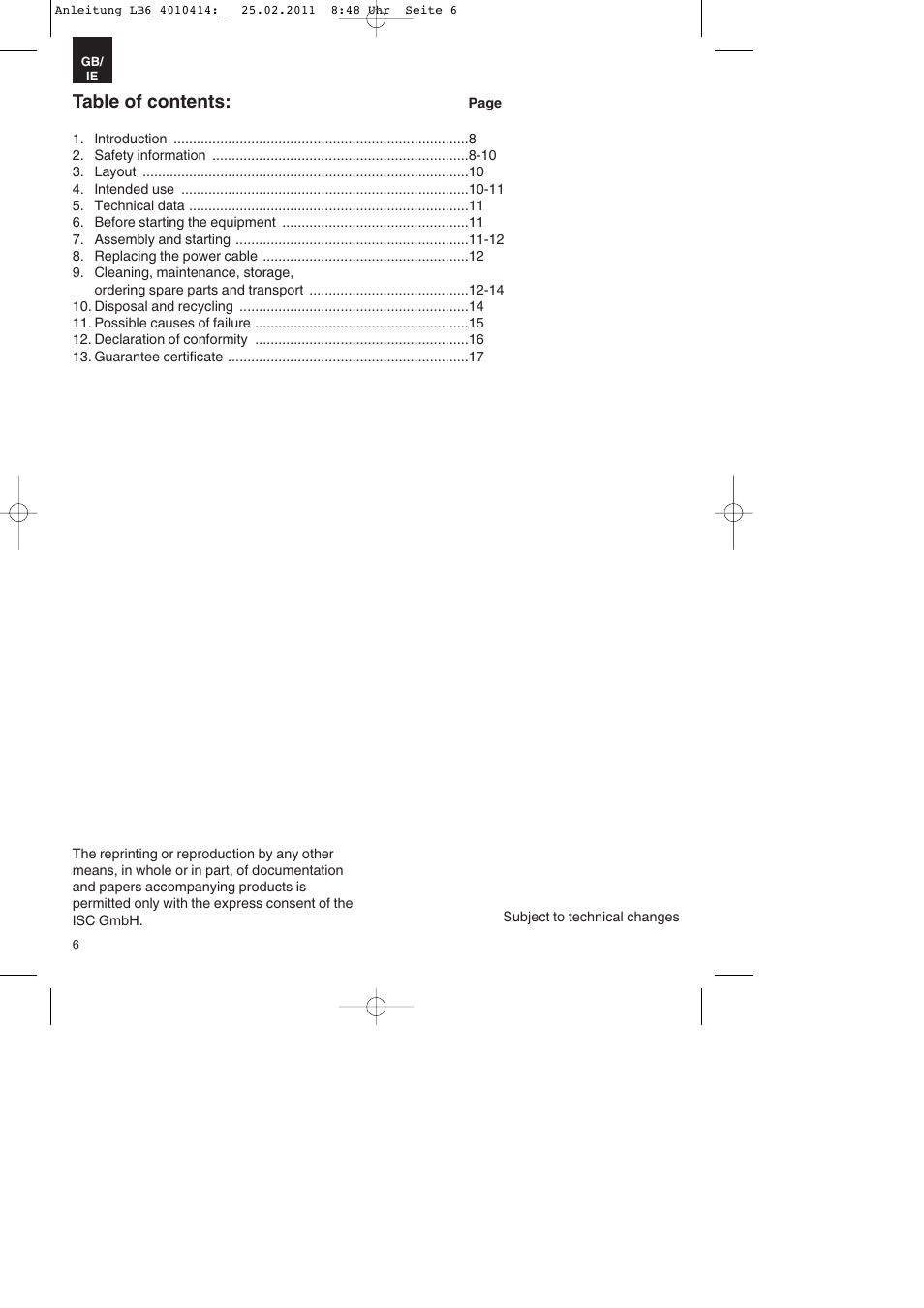 Parkside PKO 400 A1 User Manual | Page 6 / 20