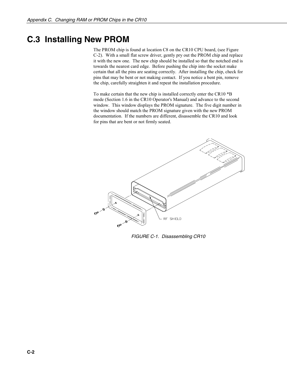 C.3 installing new prom | Campbell Scientific COM300 Voice Communication Modem User Manual | Page 20 / 40