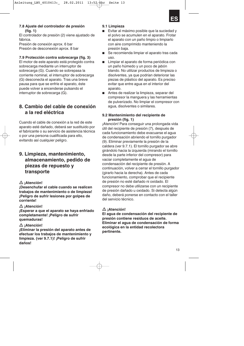 Cambio del cable de conexión a la red eléctrica | Parkside PKO 400 A1 User Manual | Page 13 / 72