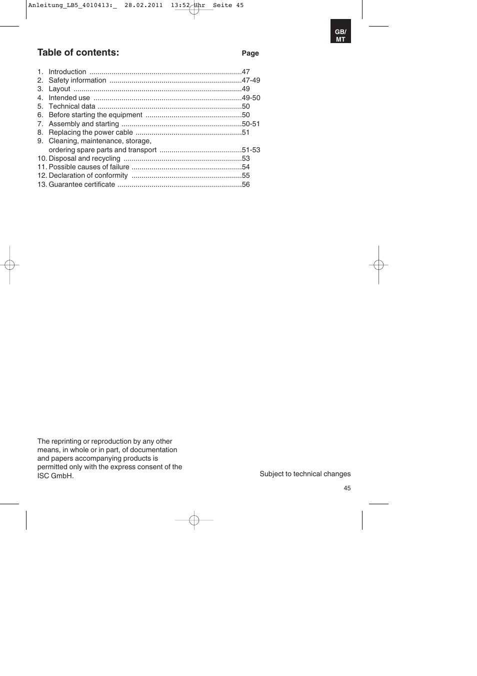 Parkside PKO 400 A1 User Manual | Page 45 / 72