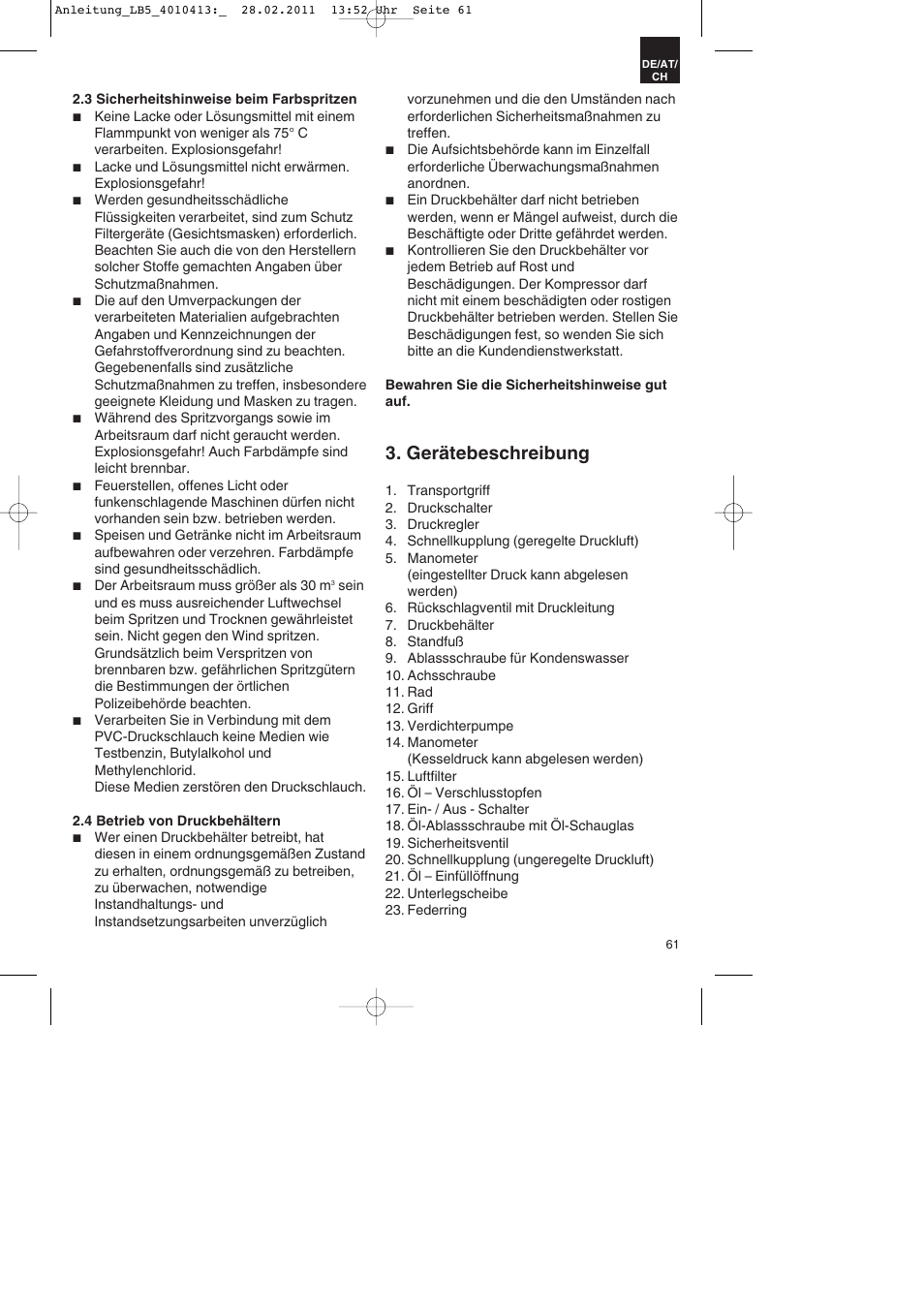 Gerätebeschreibung | Parkside PKO 400 A1 User Manual | Page 61 / 72