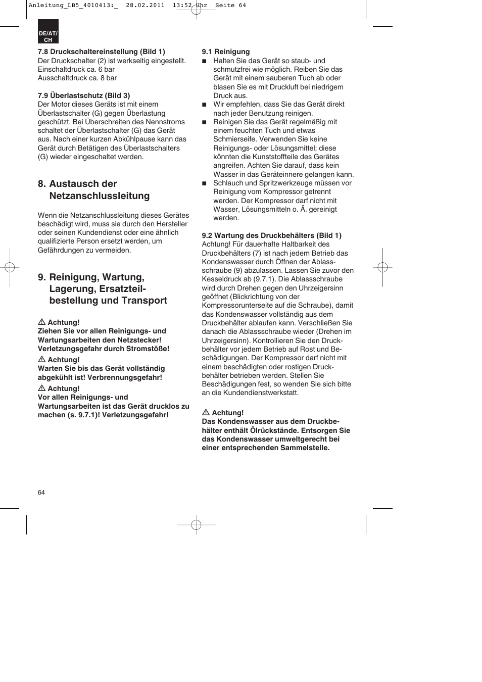 Austausch der netzanschlussleitung | Parkside PKO 400 A1 User Manual | Page 64 / 72
