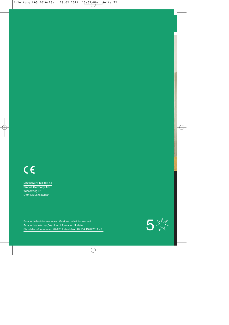 Parkside PKO 400 A1 User Manual | Page 72 / 72