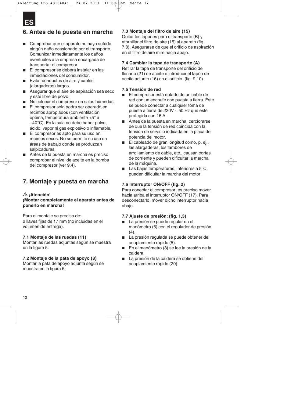 Antes de la puesta en marcha, Montaje y puesta en marcha | Parkside PKO 270 B2 User Manual | Page 12 / 72