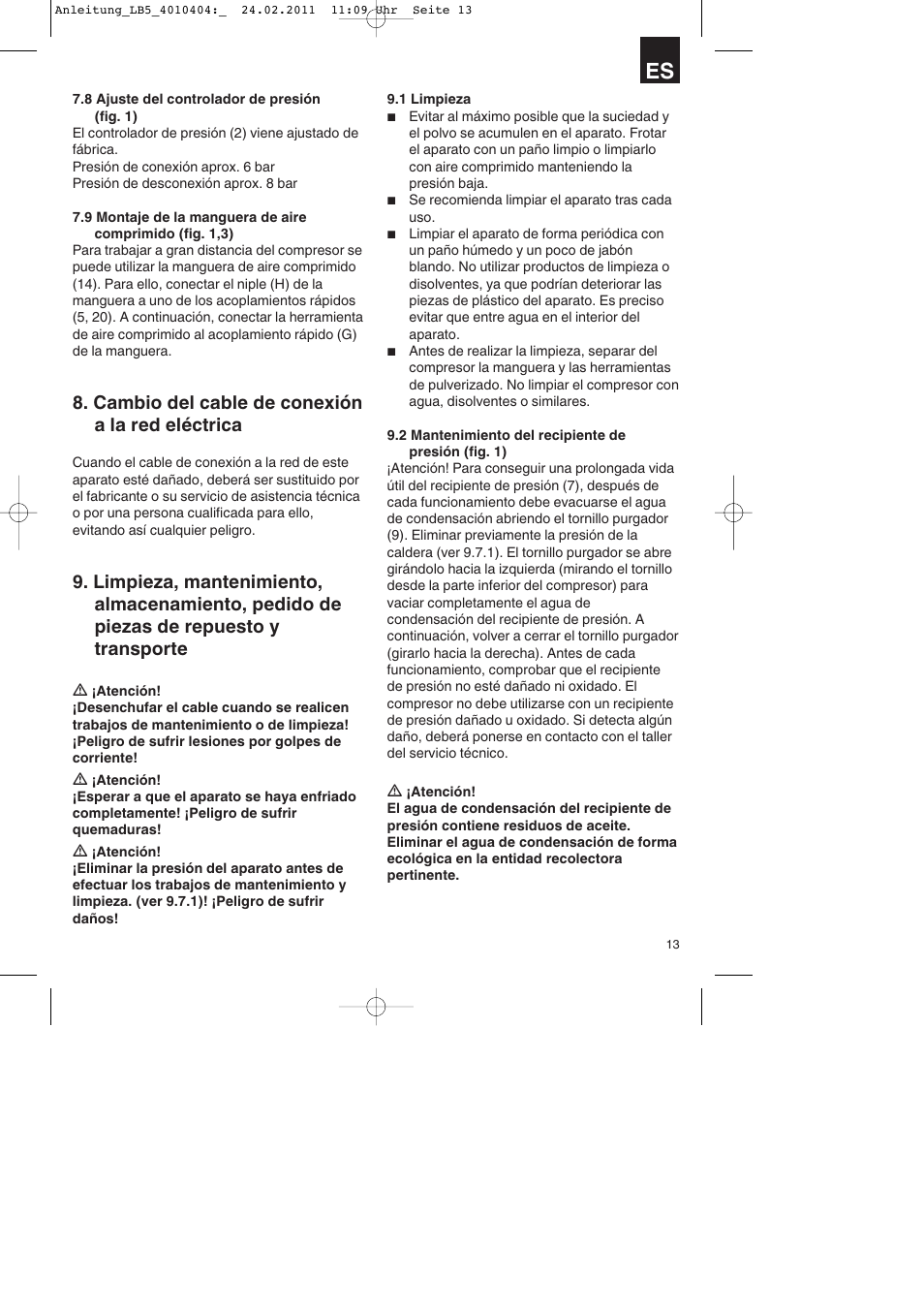 Cambio del cable de conexión a la red eléctrica | Parkside PKO 270 B2 User Manual | Page 13 / 72