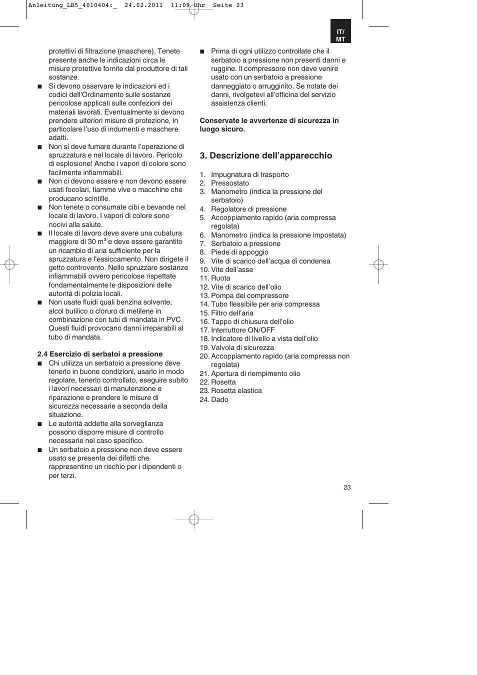 Descrizione dell’apparecchio | Parkside PKO 270 B2 User Manual | Page 23 / 72