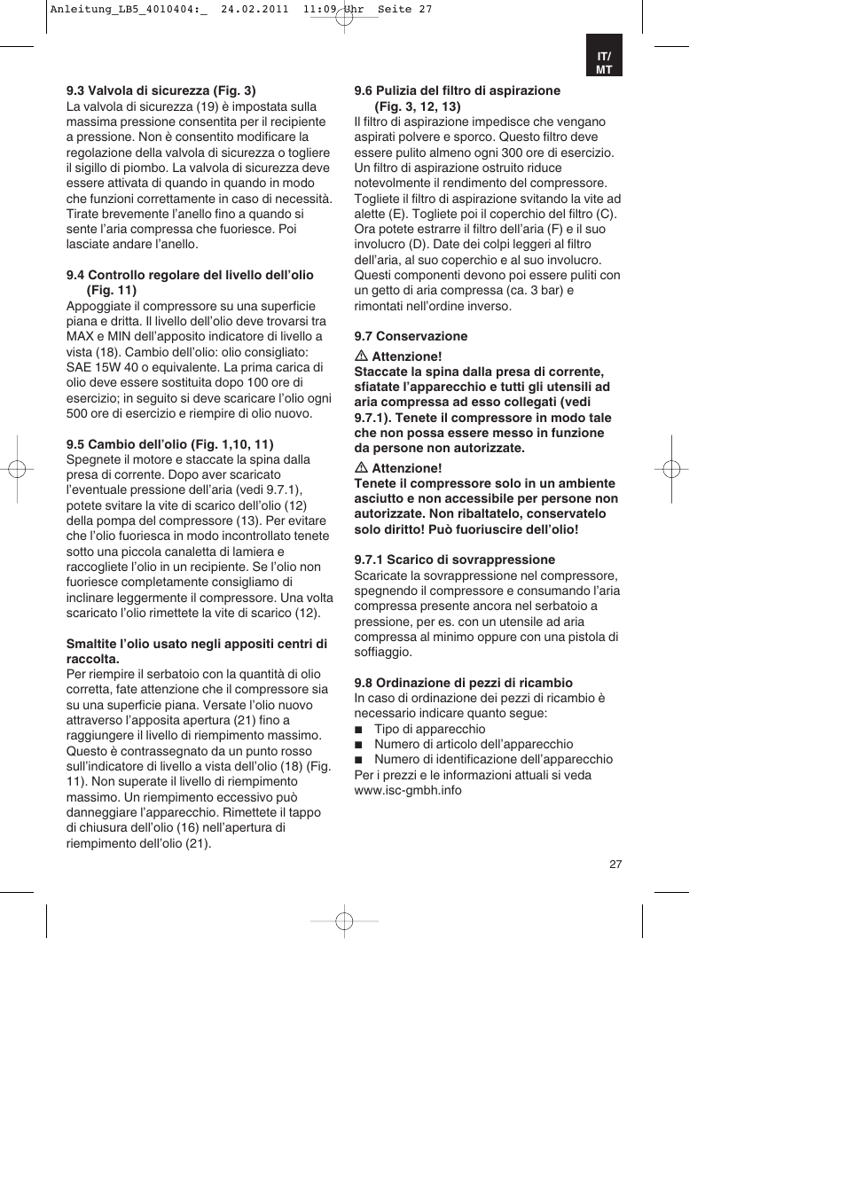 Parkside PKO 270 B2 User Manual | Page 27 / 72