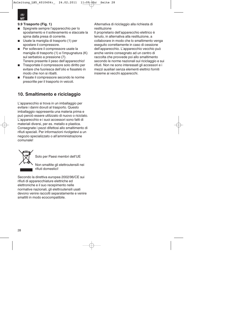 Smaltimento e riciclaggio | Parkside PKO 270 B2 User Manual | Page 28 / 72